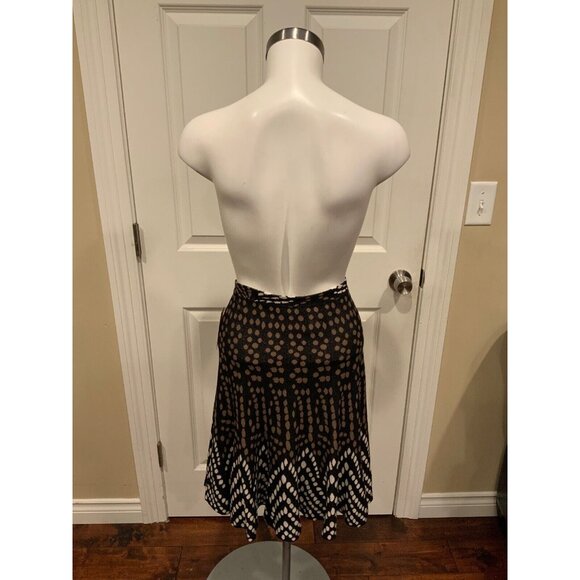 BCBG Max Azria Black, Brown & White Polka Dot ‘Albie' Flare Skirt, Size Medium - Picture 4 of 6